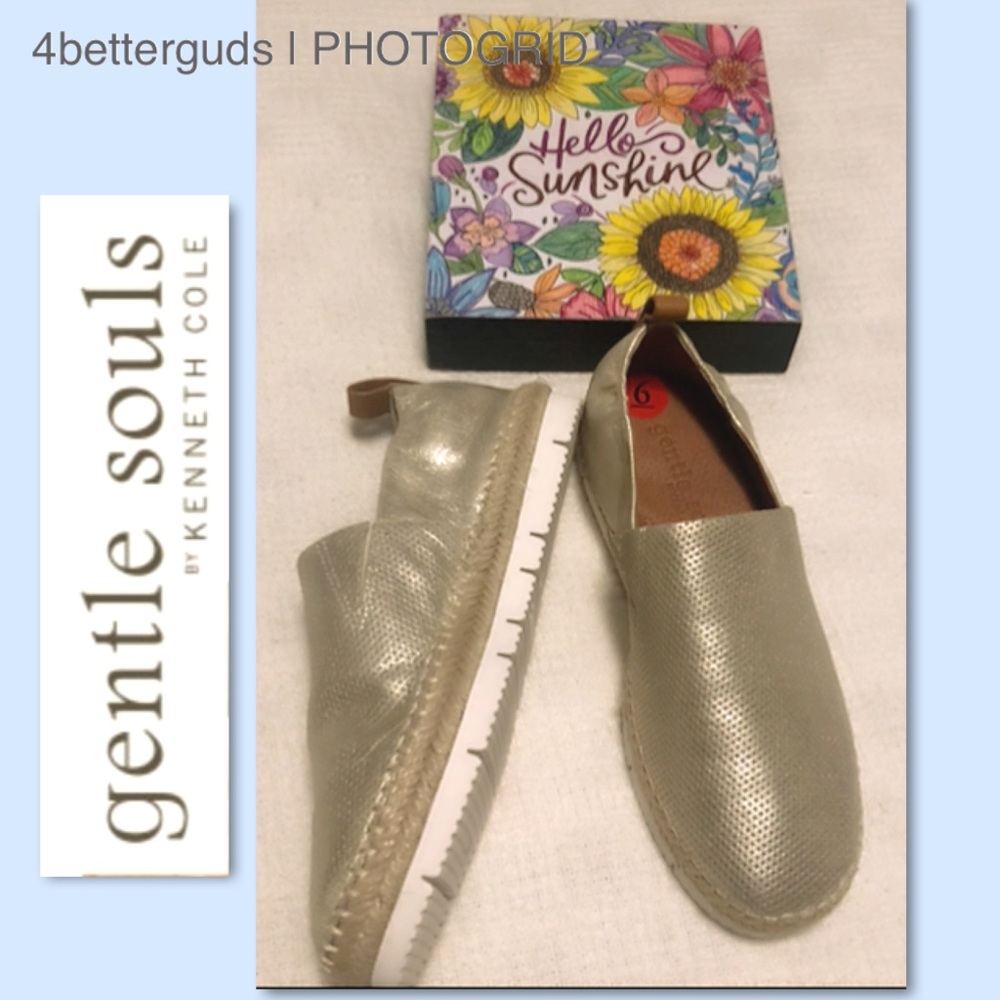 NEW Gentle Souls by Kenneth Cole Women Lara A-Line Sporty Sneaker Light Gold 6